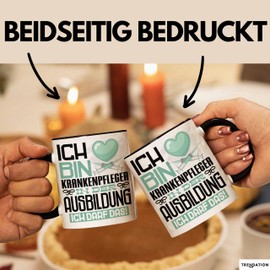 Krankenpfleger Ausbildung Tasse Geschenk Ich Bin Krankenpfleger In Der Ausbildung Ich Darf Das Geschenkidee Spruch (Schwarz)