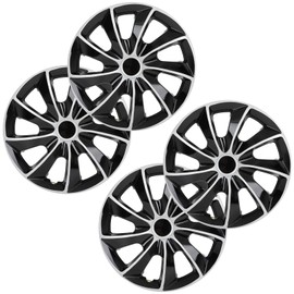 OCPTY Car Wheel Rim Skin Cover Hub Caps Hubcap Wheel Cover Black & Silver Replacements for OEM Steel Wheels, High Grade ABS with Retention Ring 4 Pack 16 inch