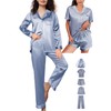 WJing Yi Jia Womens 5Pcs Silk Pajamas Set XS-2XL Satin