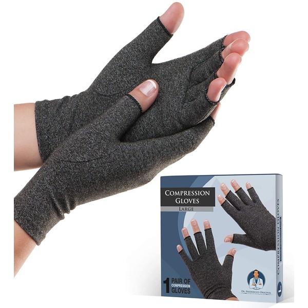 Dr. Frederick's Original Arthritis Gloves for Women & Men - Compression for Arthritis Pain Relief - Rheumatoid & Osteoarthritis - Large