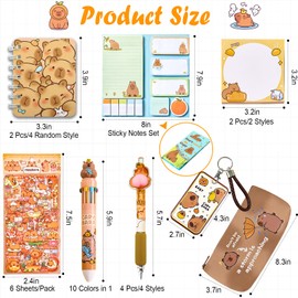 659Pcs Cute Capybara Stationery Set, Kawaii Animals Office Supplies Includes Fun Pencil Case Capybara Pen, Cartoon Sticky Notes Mini Notebooks Stickers Card Case As Capybara Gifts for Girls