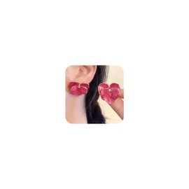 Orchid Earrings for Women Hot Pink Flower Earrings Lightweight Enamel Flower Earrings Orchid Stud Earrings Statement Floral Earrings Orchid Jewelry Accessories