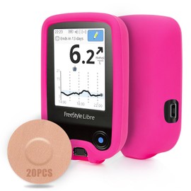 YOUSHARES Libre 2 Reader Silicone Case with 20 Packs Libre 2 Sensor Covers Waterproof, Anti-drop Scratches Protective Case for Adhesive Patches Sensor (Pink)