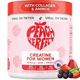 Peach Perfect- Monohidrato de Creatina en Polvo, Creatina Constructora de Glutes para Mujeres con Colágeno, BCAA, 5g Microni Vegano