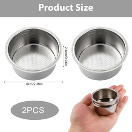 2 x filter baskets compatible with Delonghi La Specialista, 16-18 g, suitable for 51 mm portafilter, stainless steel, cylindrical, for better coffee extraction