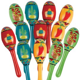 Fun Express 12 Pieces- Wooden Fiesta Maracas- Educational and Learning Activities for Kids