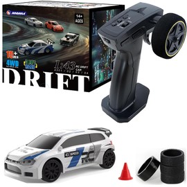 1/43 Mini RC Drift Car 2.4GHz RTR Full Proportional Remote Control Rally Sport Cars 4WD High Speed Racing Lights Kit and Racing Tires (4307)