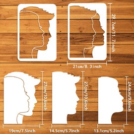 FINGERINSPIRE 2 Pcs Man and Woman Faces Painting Stencil 8.3x11.7inch Reusable Boy Girl Pattern Drawing Template DIY Human Silhouette Deoration Stencil for Painting on Wood Wall Fabric Furniture