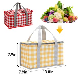 DIELOVEHUA Picnic Bag, Thermal Bag, Cooler Bag with Zip, Reusable, Foldable Cool Bag for Outdoor Camping, Picnic, Beach, Shopping - Yellow