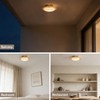 9.8'' Yellow Travertine Flush Mount Ceiling Lamp with Wood Base