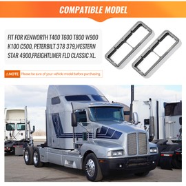 TULMTT Chrome Headlight Bezel Compatible with Kenworth T400 T600 T800 W900 K100 C500 Peterbilt 378 379 Western Star 4900 Freightliner FLD Classic XL Driver and Passenger Side Semi Truck Accessories