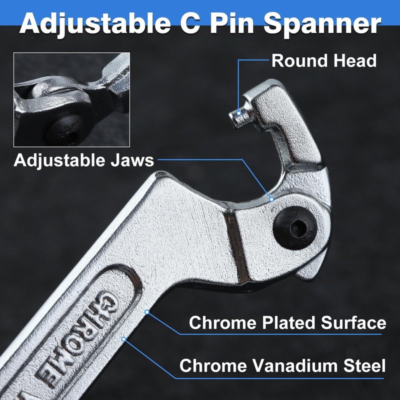 LEONTOOL Adjustable C Spanner Hook Wrench Tool Adjustable Pin Spanner