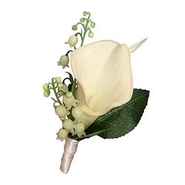 Angel Isabella Boutonniere - Lily of The Valley with Live-Feel Calla Lily-pin Included