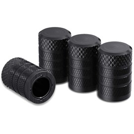 Tire Valve Stem Caps, Black, 4 pcs/Pack, Anodized Aluminium Tire Valve Cap Set, Corrosion Resistant, Universal Stem Covers for Cars Trucks Motorcycles SUVs and Bikes (Black)