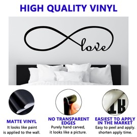 Love Quotes Wall Stickers for Bedroom: Inspirational Positive Vinyl Art Wall Decals for Home Living Room Bathroom - Love Infinity 25" X 7"