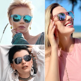 Joopin Retro Square Sunglasses Oversized Shades for Women Men Trendy Sun Glasses Polarized UV Protection Shady Rays (Grey +All Pink +All Blue)