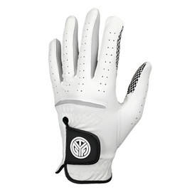 DUFFOBAN Men’s Golf Gloves Left Hand for Right Handed Golfer, Leather Golf Gloves with Extra Grip Soft Fit Breathable Comfortable White Golf Glove, Small