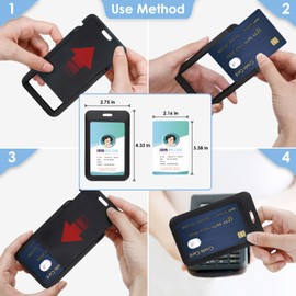 Syyflibb 3-Pack Black Badge Holders with Retractable Keychains – Multi-Card ID Card Holder Reels for Work, Office, Lanyards (Fits 2-3 Cards)