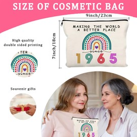 RolenBox 60th Birthday Gifts for Women Her Makeup Bag 60 Year Old Birthday Decorations Party Favors for Mom,Wife,Sister,Friend,Mothers Day,1965 Anniversary Small Cosmetic Travel Pouch