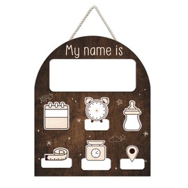 Mondily Baby Announcement Sign for Hospital, Baby Welcome Sign, Baby Arriving Sign, Blank Newborn Birth Stats Board Gifts for New Parents, Baby Boy Girl Hello World Photo Prop Nursery Decor