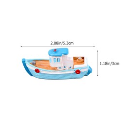 SEWACC 6pcs Miniature Boat Figurines, Mini Fishing Boat Model Resin Fishing Boat Ornaments for Home Decor (Random style)