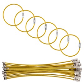5.9in/15cm Stainless Steel Keychain Cable,Wire Diameter 2mm Metal Key Ring Loop,20 Pieces, Yellow, 5.9in/150mm