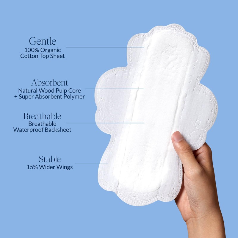 100% Organic Pads for Women, Organic Cotton Cover Pad -
