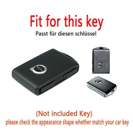 HIBEYO Key Case Fits Volvo Smart Car Key Case Protective Cover for Volvo XC60 XC70 XC90 C30 S60 S80 S90 V60 V70 V90 Key Box Key Fob Leather Side Buttons Blue