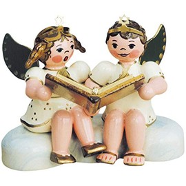 Angel Couple Christmas Stories - 6.5 cm / Christmas Angel - Original Ore Mountains Angel - Hubrig Folk Art