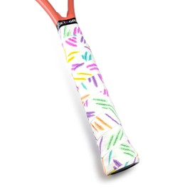 GET A GRIP - Custom Tennis Racket Grip Tape - Anti-Slip/Quick-Drying Tennis Overgrips - Precut Badminton Racket Grip with Finishing Tape - Squash Racket Grip Tapes (Spring & Bounce, 3 Grips)
