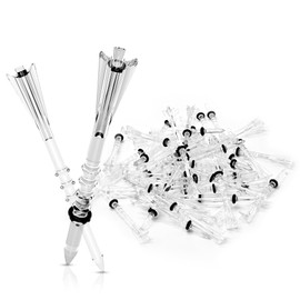 DURARANGE Luxury Golf Tees - Transparent, Adjustable Height Stoppers, 4-Prong Anti-Slip, Enhanced Stability, 3-1/4" for Drivers, Durable PC Material, 50-Pack