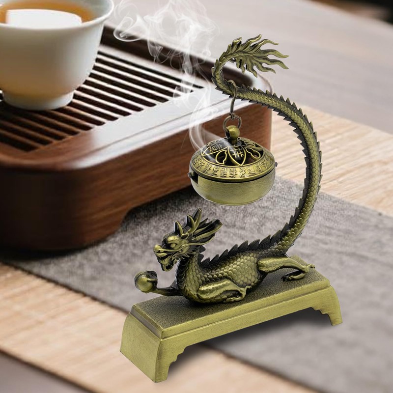 Dragon Incense Burner & Stick Holder with 40 Incense Sticks
