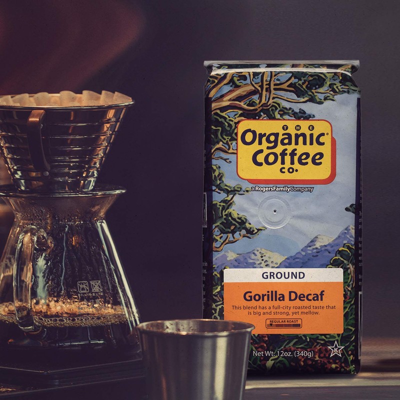Organic Coffee Co. Gorilla Decaf Ground Coffee 12 Ounce Medium