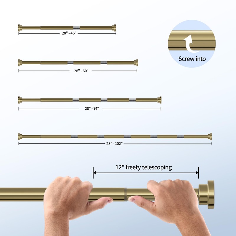 Mcrbeay Shower Curtain Rod, 1" Diameter Heavy Duty Tension Shower