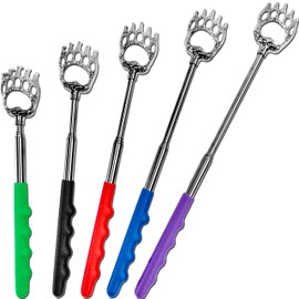 RMS 5 Pack Telescoping Back Scratcher - Extendable Telescope Back Scratchers - Bear Claw Metal Telescopic Backscratcher Eliminating Back Itching in Black, Blue, Green, Purple, Red Color