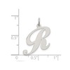 Sterling Silver Fancy Script Initial -R- Pendant Necklace Charm with