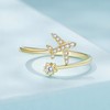 925 Sterling Silver Gold-Plated Ring for Women, Airplane Statement Ring,