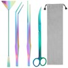 Liveek Aquarium Aquascape Tools Kit, 4 in 1 Anti-Rust Aquatic