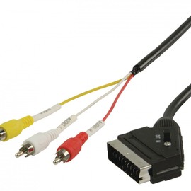 Valueline 1.00 m Switchable SCART Male to 3x RCA Male Cable - Black