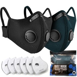BASE CAMP Family Pack Multicolor Upgrade M Plus Dust Mask, Reusable Respirator Mask with with 6 Activated Carbon Filters, Safety Work Masks for Woodwork Construction Yard Lawn Paint