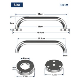 Howdah Grab Bars for Seniors 30 cm Chrome Plated Stainless Steel Bathroom Grab Rail Shower Handle Bathroom Handle Grab Bars Senior for Bathroom Pack of 2