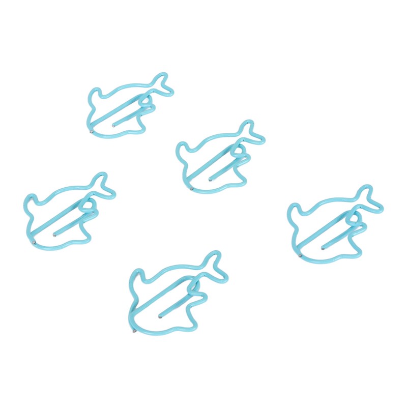 100Pcs Cute Paper Clips Blue Dolphin Style Exquisite Color Strong