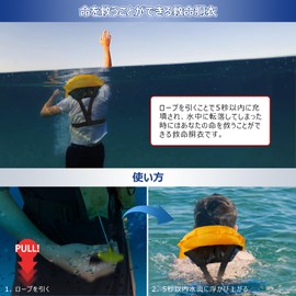 Owntop Life Jacket Manual Inflating D-Shaped Life Device Adjustable Size Life Vest for Adults Kids Compact Lightweight Durable Waterproof Sailing Kayak Swimming Boat Fishing - Black