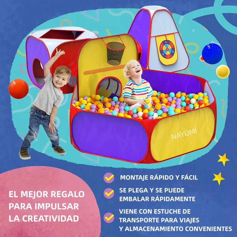 Nayumi Tienda Casita Castillo Carpa Con 2 Túnel 5 En