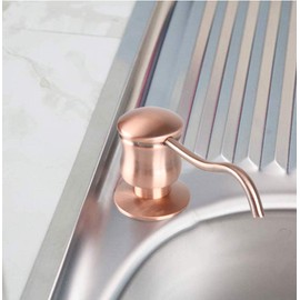 Akicon Soap Dispenser for Kitchen Sink, Brass Body Construction, Refill from The Top, Commercial Grade Liquid Dish Dispensers Pump, Built in Design with Large 17 oz Bottle