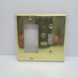 Mulberry 2-Gang Toggle Switch / GFI BLOCK Wall Plate Cover POLISHED BRASS #64432