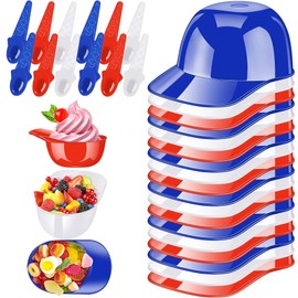 FJZZ 36 Pack Baseball Helmet Ice Cream Bowls 18pc Spoons and 18pc 8oz Mini Dessert Cups Sundae Bowl Parfait Cups Appetizer Cup, Reusable Serving Baseball Cup Bowls for Birthday Party