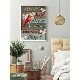 KINPLUB 5D Cardinal Diamond Painting Kits for Adults Beginners, Always Loved Never Forgotten Memorial Day Diamond Art Kits, DIY Full Round Drill Paint with Diamonds Dots, Home Wall Decor 12 x 16 Inch