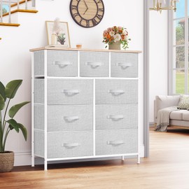 YITAHOME 9 Drawers Dresser for Bedroom, Fabric Storage Tower for Living Room, Entryway - Sturdy Steel Frame, Wooden Top & Easy Pull Fabric Bins