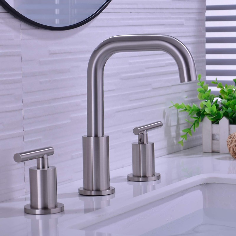 TRUSTMI Brushed Nickel Bathroom Faucet 3 Hole, Brass, 8 to16